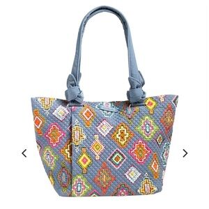 Vera Bradley Large Quilted Tote Bag Blue Pattern